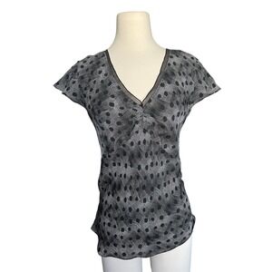 Style & Co. Y2K Babydoll Top Flowy Flare Size 16 Sheer Polka Dot Runs Small